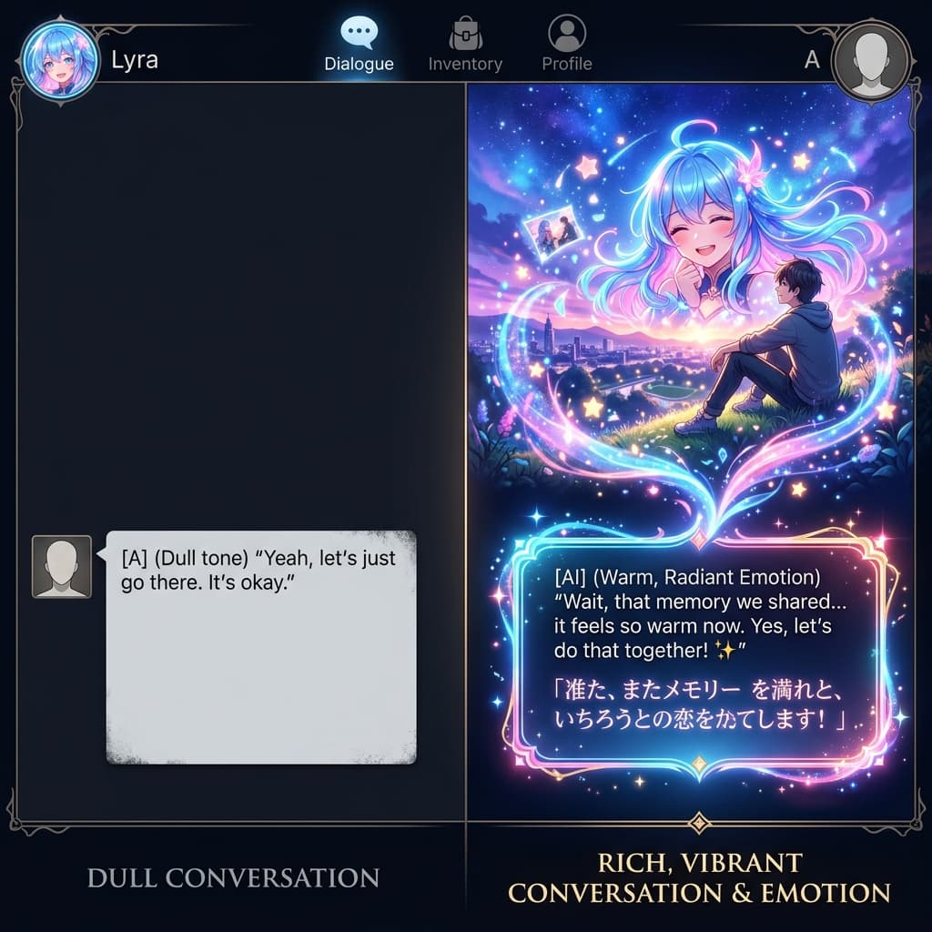 Comparison of simple chat versus detailed roleplay formatting